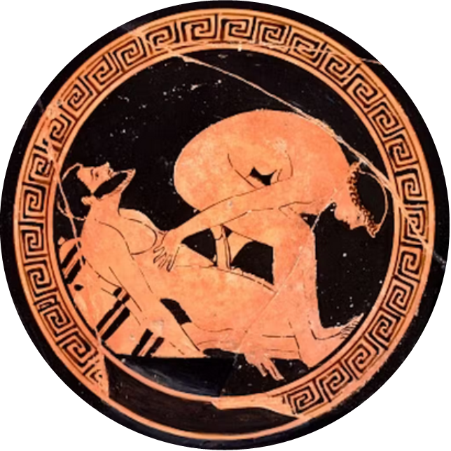 British Museum. Attic kylix. Prostitute. Dokimasia ptr. ca. 480 dtl