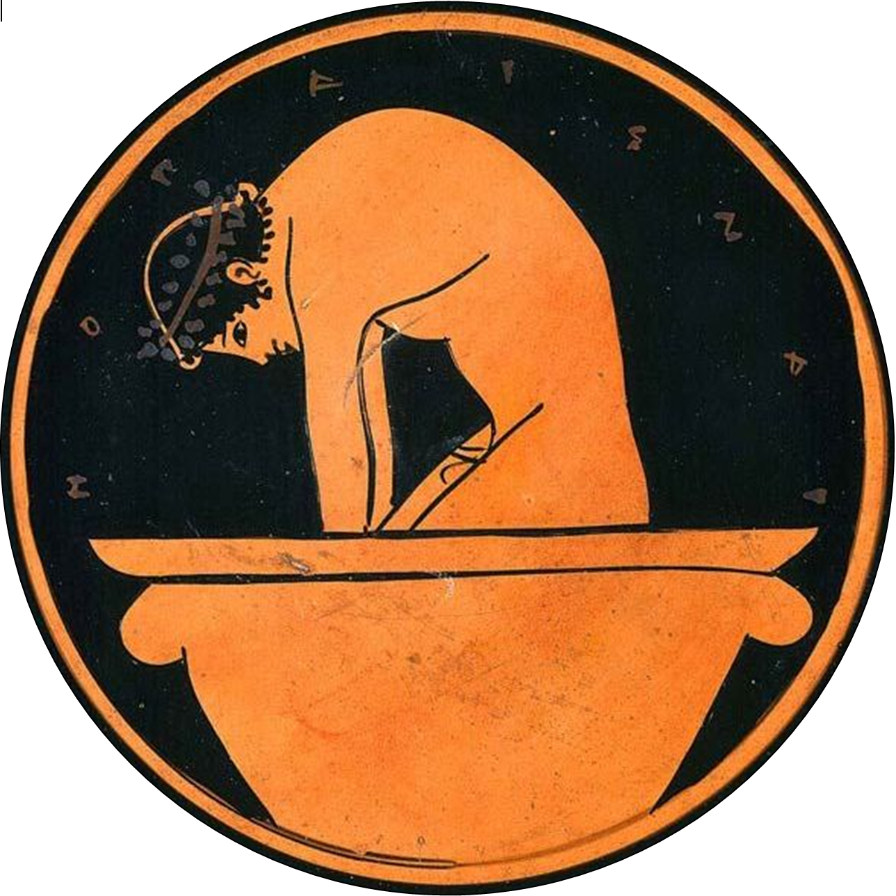 Cambridge Fitzwilliam M. Euergides painter. Youth w. wreath inside a bell krater ca. 505 dtl