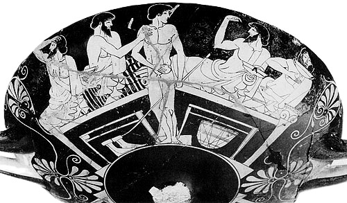 Florence Museo Archeologico V48. Banquet boy touching. See note U