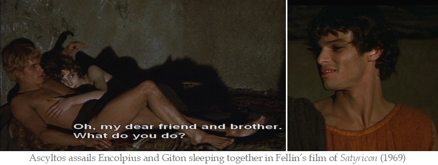 Fellini Satyricon. Ascyltos bursts in 12