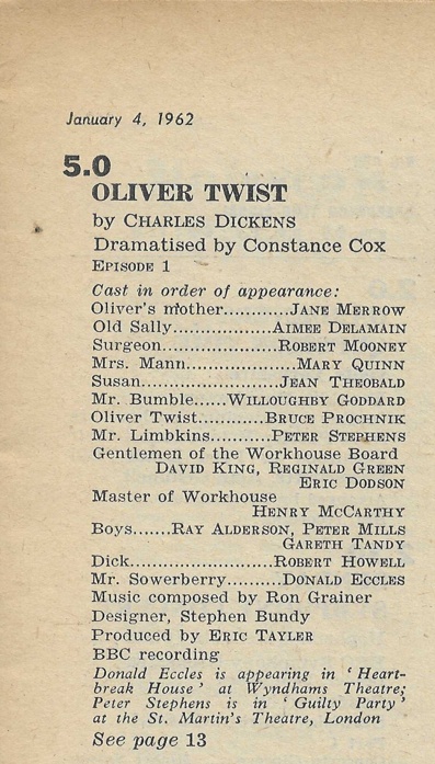 Listings ep1 Oliver Twist 1962