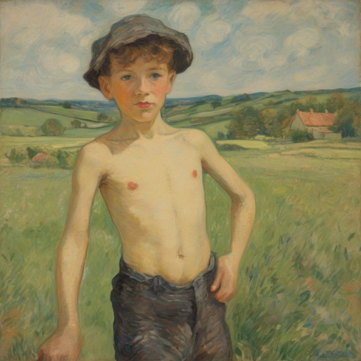 English boy in countryside by JH 2024 4