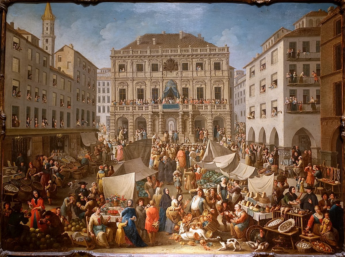 Turin. The Lottery Drawing in Piazza Delle Erbe by Giovanni Michele Granieri 1756