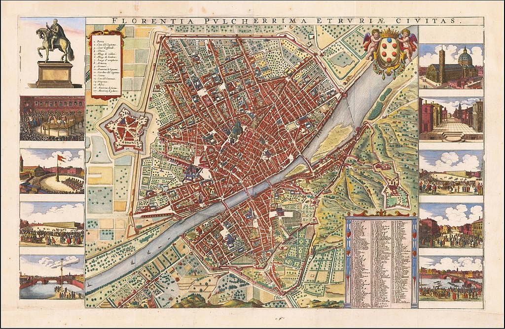 Florence. 1660 map by Wenceslaus Hollar