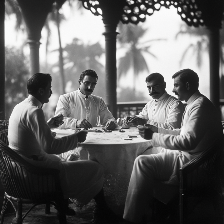 Four officers play bridge 1920. Hidden boy. d1
