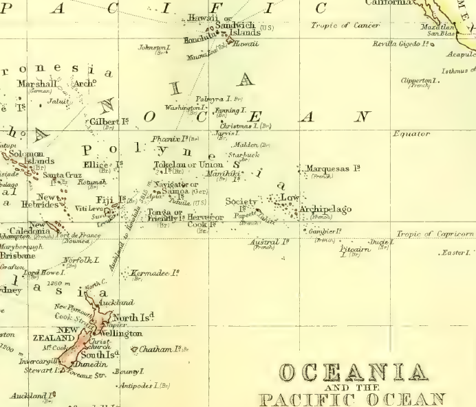 Oceania and the Pacific Ocean 1904. dtl. Polynesia