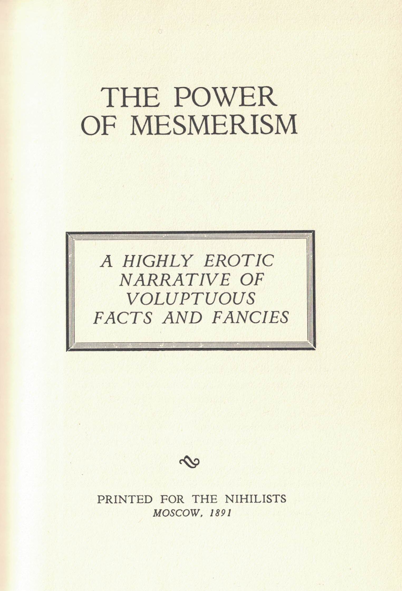 Anon. Power of Mesmerism   Anonymous 1891