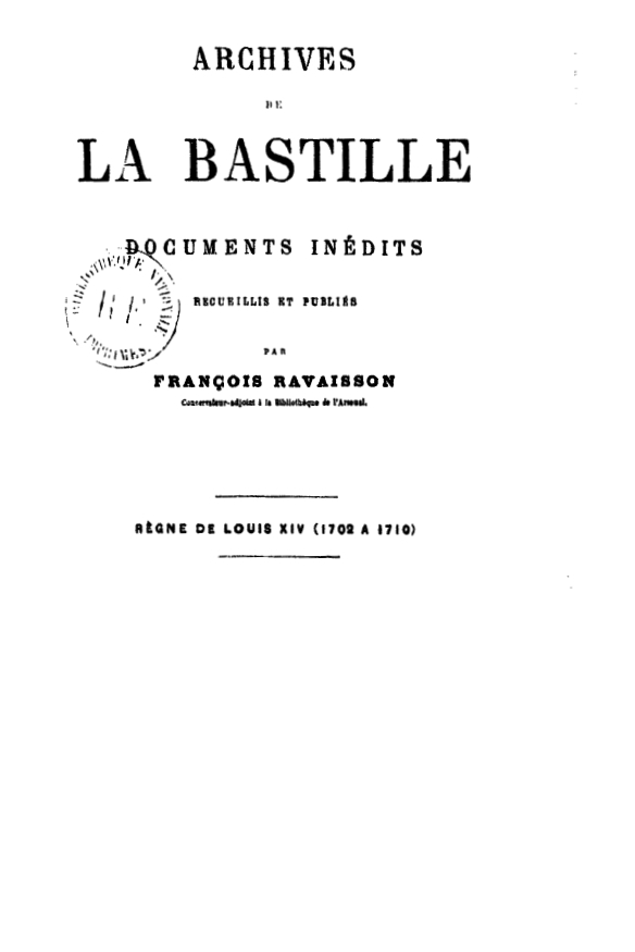Archives of the Bastille cover